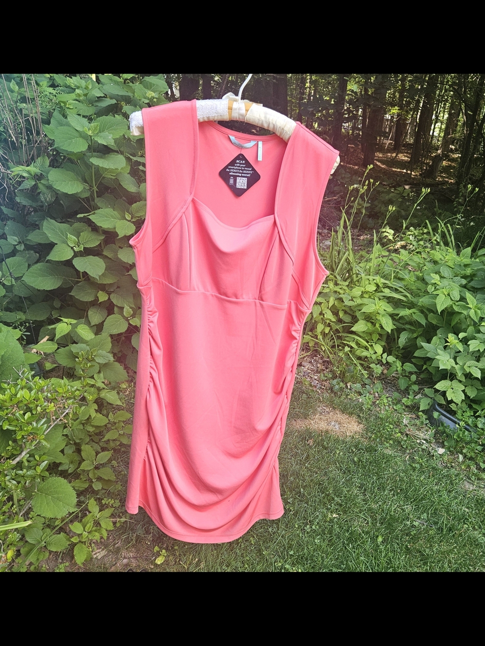 Sleeveless Coral Sheath Dress w/ built in shapewear